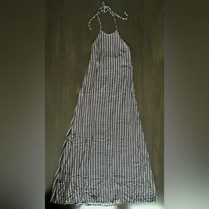 Black and red print halter dress: XS